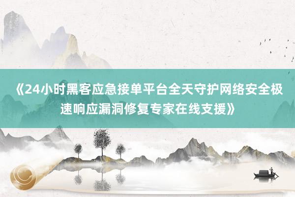 《24小时黑客应急接单平台全天守护网络安全极速响应漏洞修复专家在线支援》