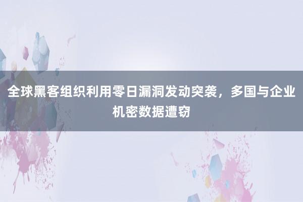 全球黑客组织利用零日漏洞发动突袭，多国与企业机密数据遭窃